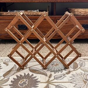 Vintage Wine Rack Wood Collapsible Portable Accordion Folding Expandable